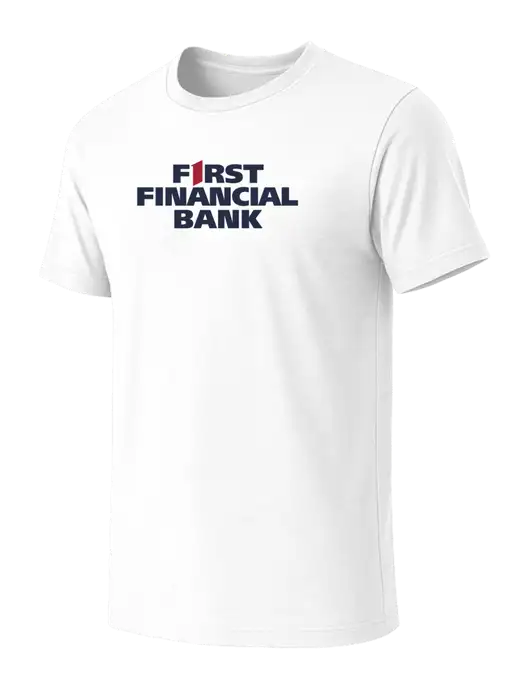 BELLA+CANVAS White Blend CVC Short Sleeve Tee w/First Financial Bank Logo