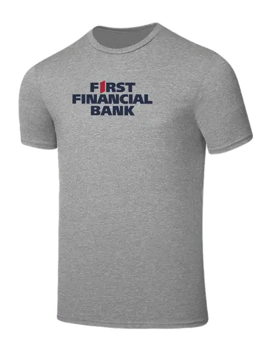 Seriously Soft Light Heather Grey T-Shirt w/First Financial Bank Logo