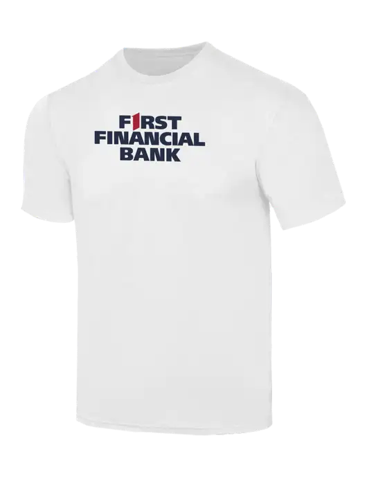 Simply Soft White 4.5oz  Poly/Combed Ring Spun Cotton T-Shirt w/First Financial Bank Logo