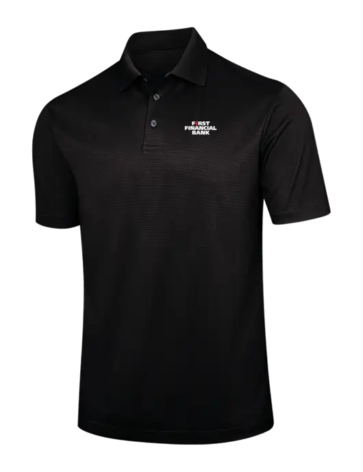 Black Performance Fine Jacquard Polo w/First Financial Bank Logo