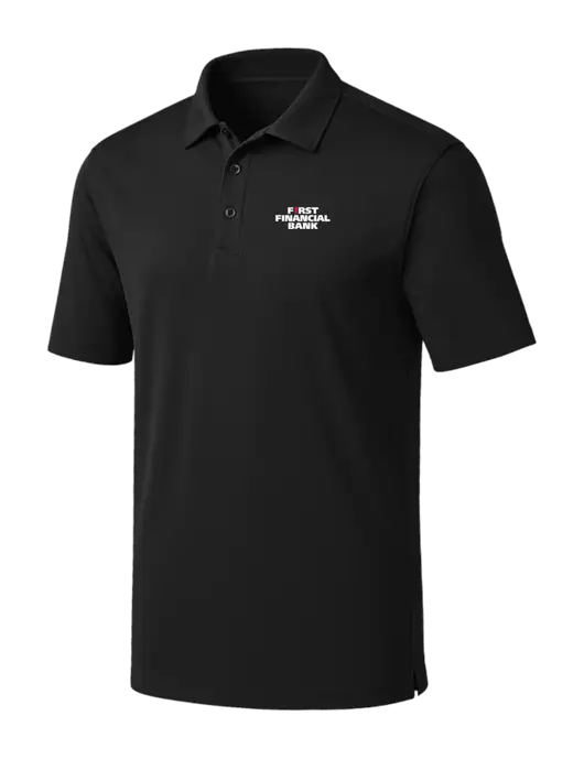 Black Silk Touch Performance Polo w/First Financial Bank Logo
