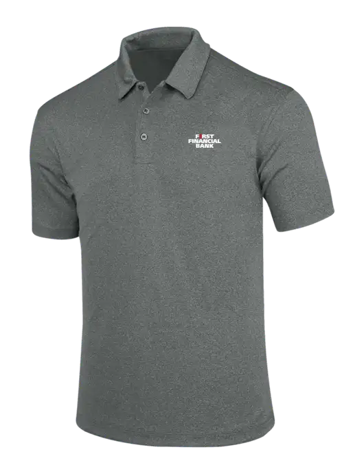 Charcoal Trace Heather Polo w/First Financial Bank Logo