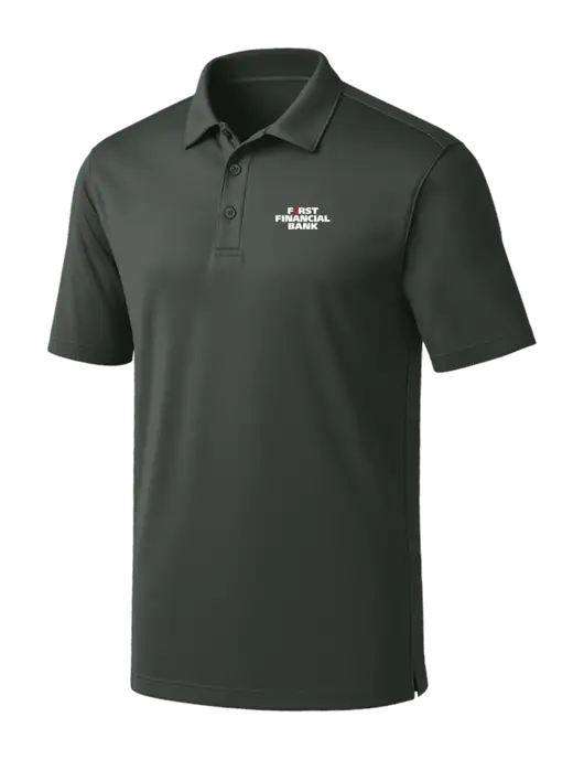 Dark Grey Silk Touch Performance Polo w/First Financial Bank Logo