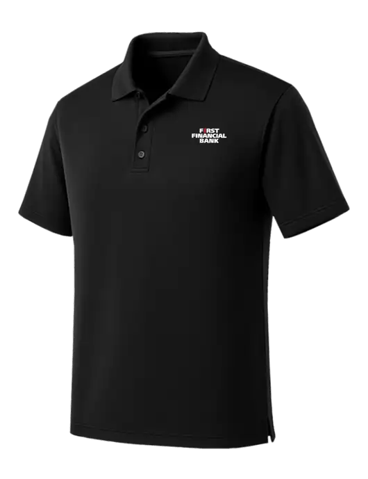 Black Dry Zone UV Micro Mesh Polo w/First Financial Bank Logo