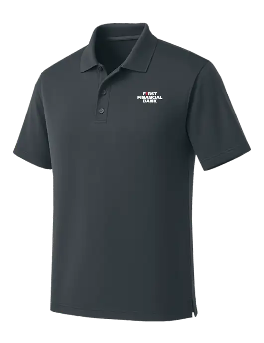 Dark Grey Dry Zone UV Micro Mesh Polo w/First Financial Bank Logo