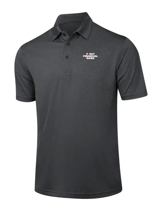 Dark Grey Heather Contender Polo w/First Financial Bank Logo