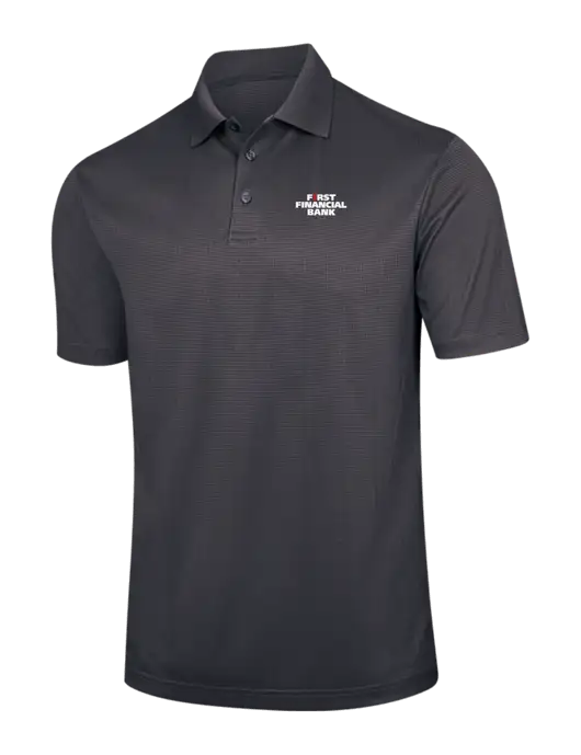 Dark Grey Performance Fine Jacquard Polo w/First Financial Bank Logo