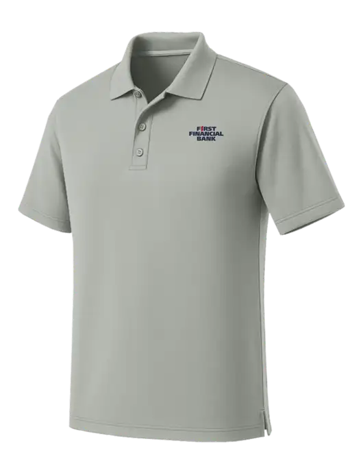 Light Grey Dry Zone UV Micro Mesh Polo w/First Financial Bank Logo