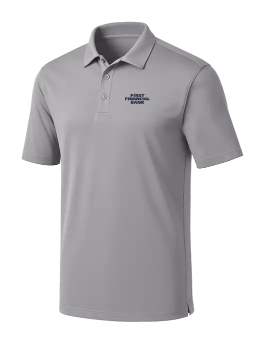Light Grey Silk Touch Performance Polo w/First Financial Bank Logo
