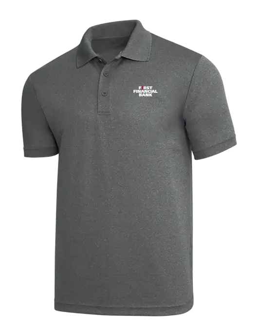 Medium Grey Heather PosiCharge RacerMesh Polo w/First Financial Bank Logo