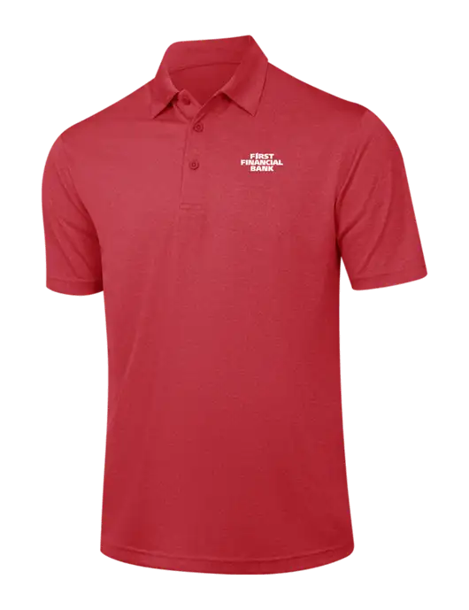 Red Heather Contender Polo w/First Financial Bank Logo