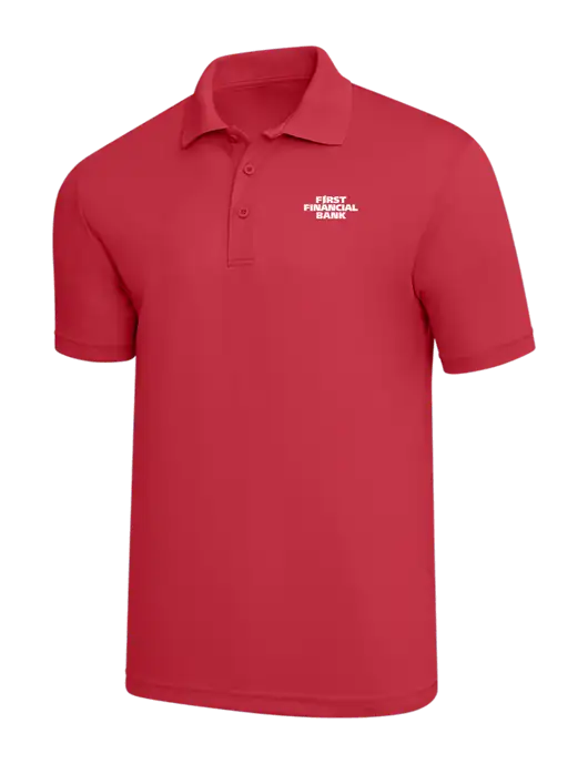 Red PosiCharge RacerMesh Polo w/First Financial Bank Logo