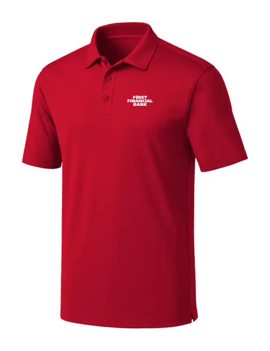 Red Silk Touch Performance Polo w/First Financial Bank Logo