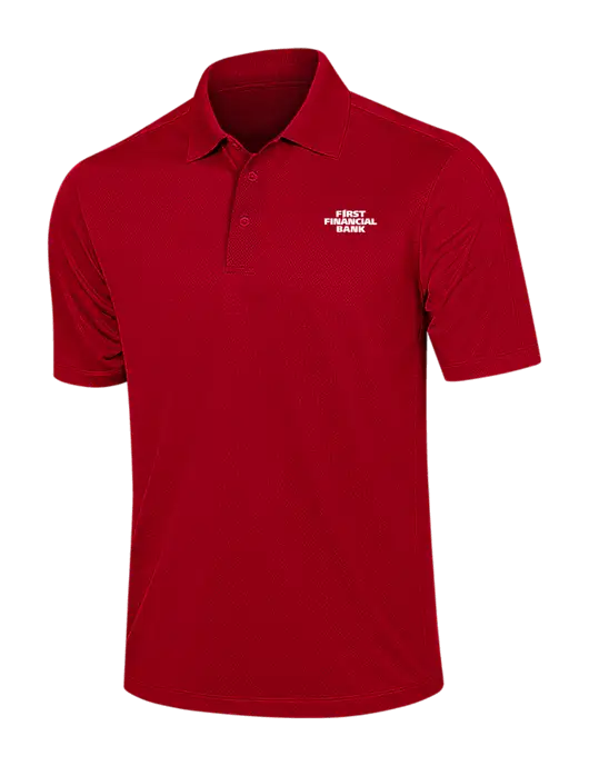Red Diamond Textured Jacquard Polo w/First Financial Bank Logo