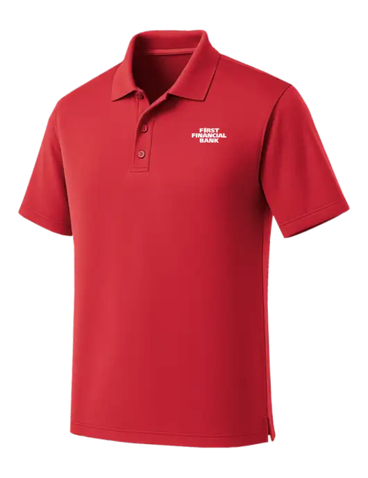 Red Dry Zone UV Micro Mesh Polo w/First Financial Bank Logo
