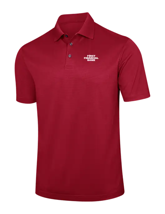 Red Performance Fine Jacquard Polo w/First Financial Bank Logo