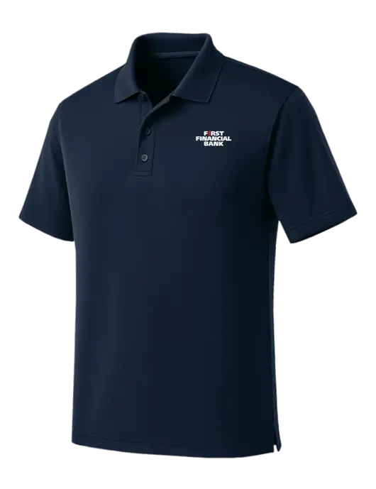 Dark Navy Dry Zone UV Micro Mesh Polo w/First Financial Bank Logo