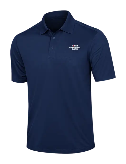 Dark Navy Diamond Textured Jacquard Polo w/First Financial Bank Logo
