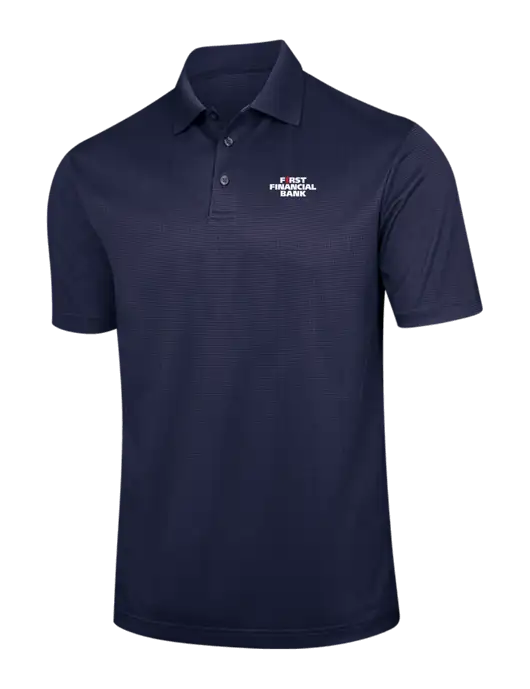 Navy Performance Fine Jacquard Polo w/First Financial Bank Logo
