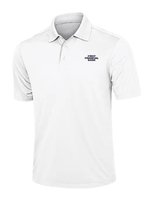 White Diamond Textured Jacquard Polo w/First Financial Bank Logo