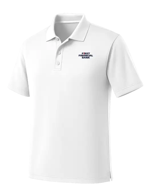 White Dry Zone UV Micro Mesh Polo w/First Financial Bank Logo