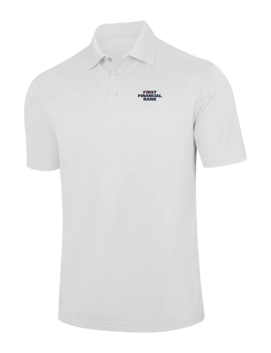 White Performance Fine Jacquard Polo w/First Financial Bank Logo