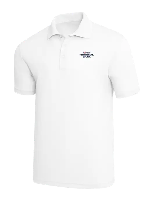 White PosiCharge RacerMesh Polo w/First Financial Bank Logo