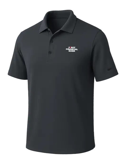 NIKE Dark Grey Dri-Fit Micro Pique Polo w/First Financial Bank Logo