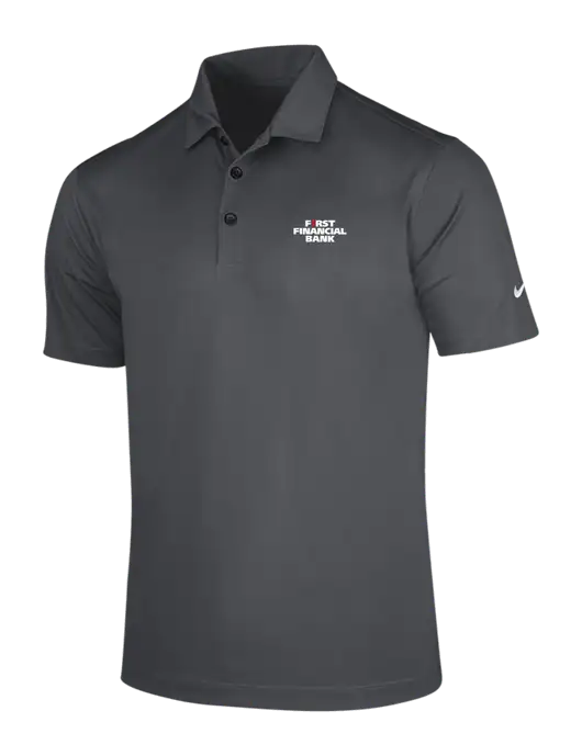 NIKE Dark Grey Dri-Fit Vertical Mesh Polo w/First Financial Bank Logo