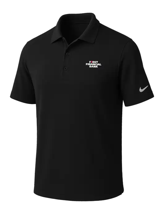 NIKE Black Dri-Fit Micro Pique Polo w/First Financial Bank Logo