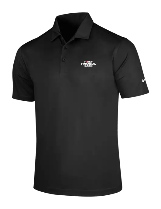 NIKE Black Dri-Fit Vertical Mesh Polo w/First Financial Bank Logo
