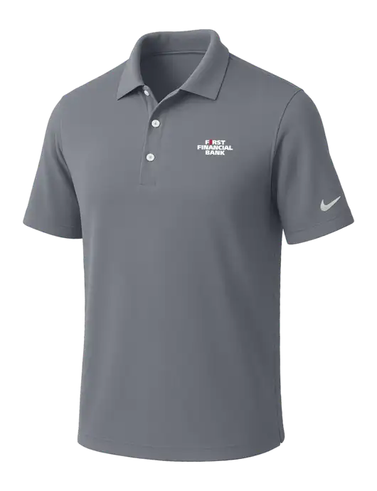 NIKE Medium Grey Dri-Fit Micro Pique Polo w/First Financial Bank Logo