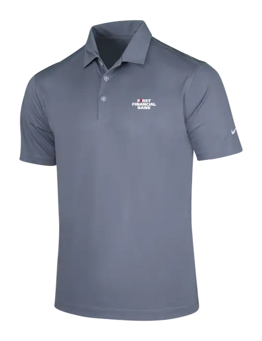 NIKE Medium Grey Dri-Fit Vertical Mesh Polo w/First Financial Bank Logo