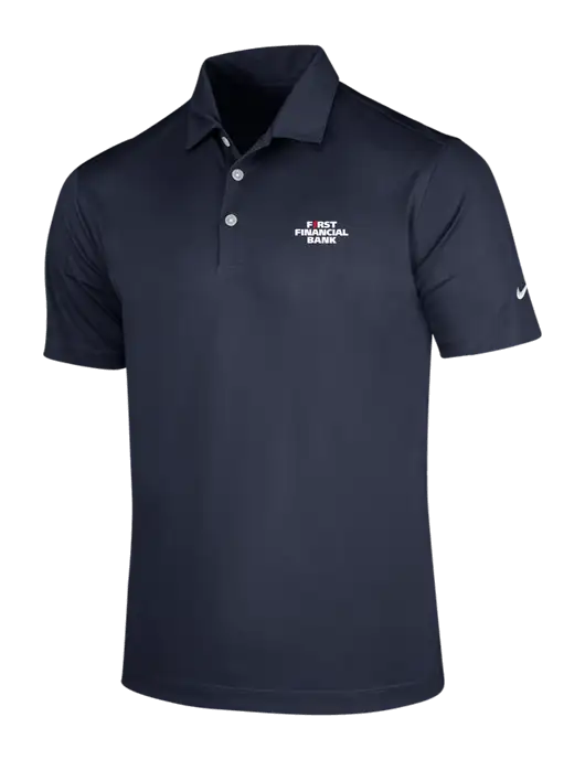 NIKE Dark Navy Dri-Fit Vertical Mesh Polo w/First Financial Bank Logo