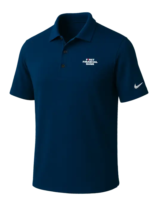 NIKE Navy Dri-Fit Micro Pique Polo w/First Financial Bank Logo