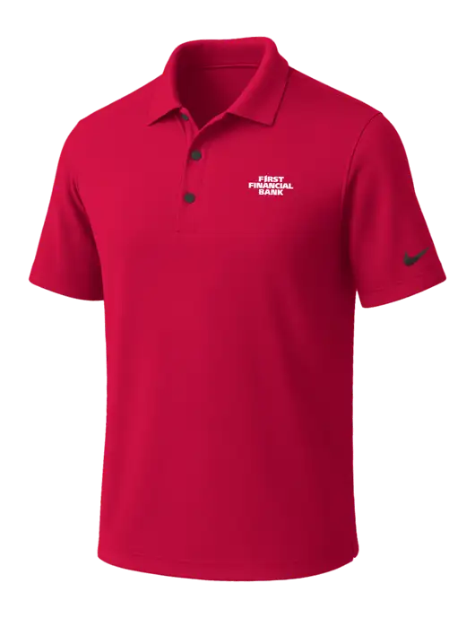 NIKE Red Dri-Fit Micro Pique Polo w/First Financial Bank Logo