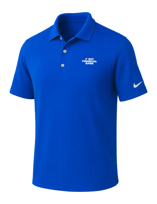 NIKE Royal Dri-Fit Micro Pique Polo w/First Financial Bank Logo
