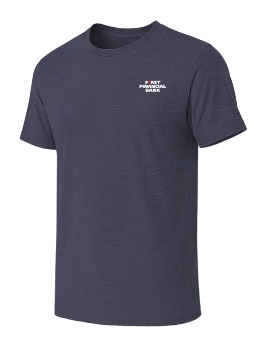 BELLA+CANVAS Heather Navy CVC Short Sleeve Tee w/First Financial Bank Logo
