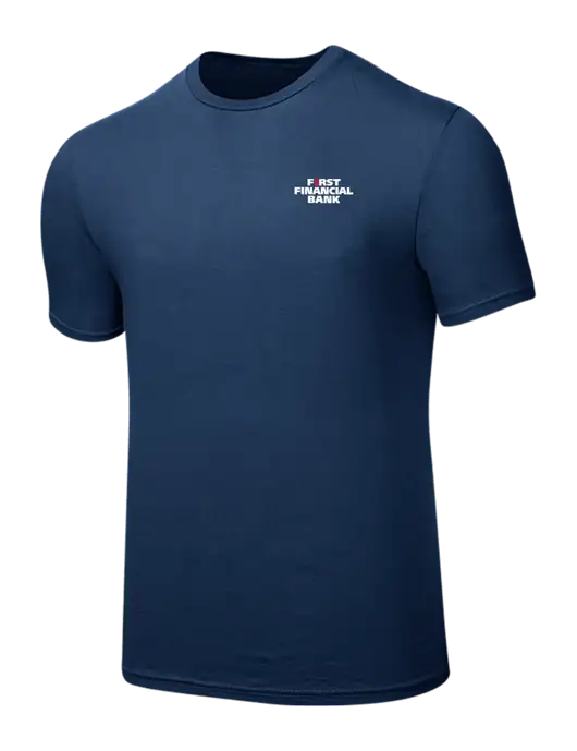 Seriously Soft Deep Slate Blue T-Shirt w/First Financial Bank Logo
