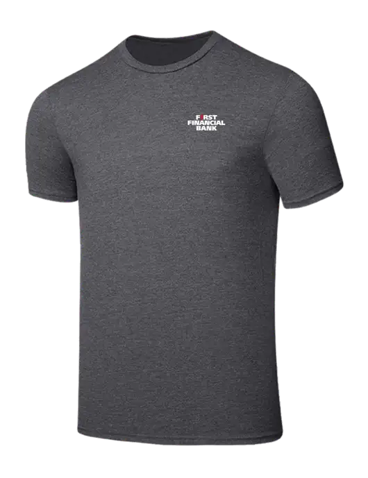 Seriously Soft Heathered Charcoal T-Shirt w/First Financial Bank Logo