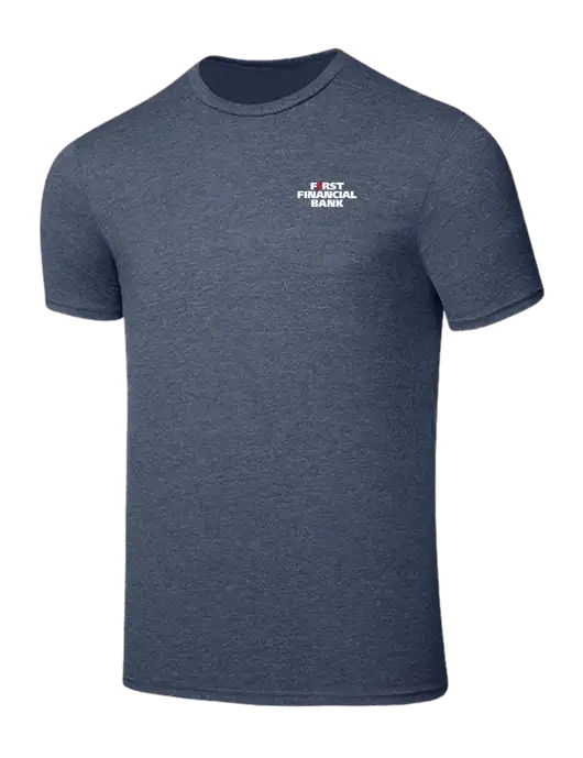 Seriously Soft Heathered Navy T-Shirt w/First Financial Bank Logo