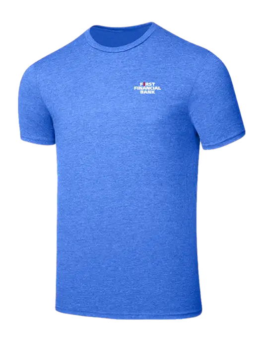 Seriously Soft Heathered Royal T-Shirt w/First Financial Bank Logo