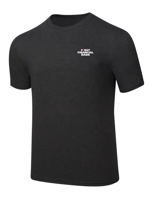 Simply Soft Black Frost 4.5oz  Poly/Combed Ring Spun Cotton T-Shirt w/First Financial Bank Logo