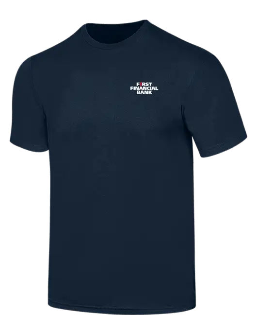 Simply Soft Navy 4.5oz  Poly/Combed Ring Spun Cotton T-Shirt w/First Financial Bank Logo