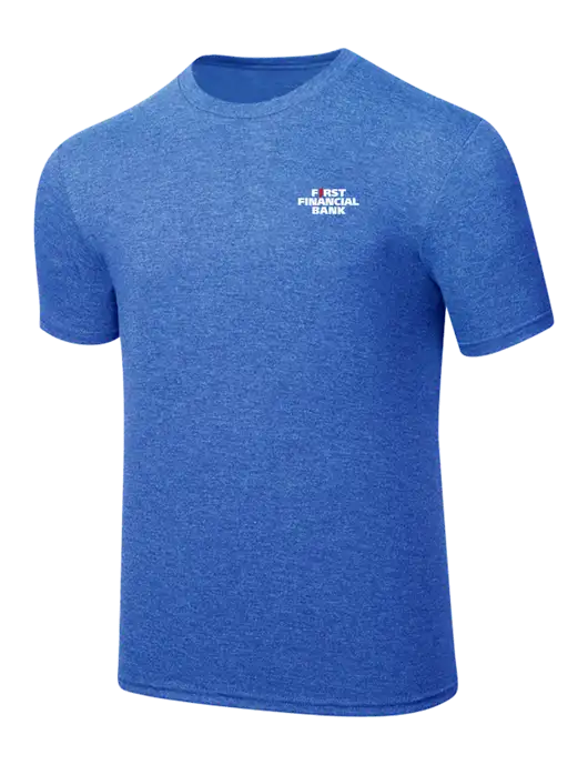 Simply Soft Royal Frost 4.5oz  Poly/Combed Ring Spun Cotton T-Shirt w/First Financial Bank Logo