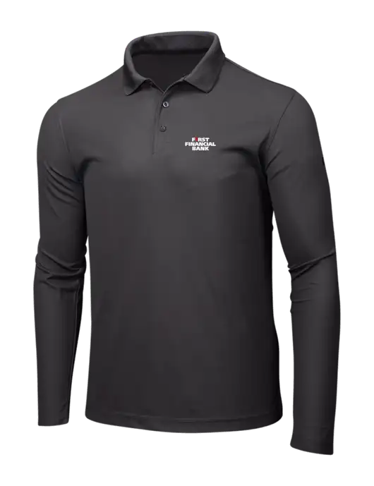 OGIO Charcoal Grey Caliber 2.0 Long Sleeve Polo w/First Financial Bank Logo