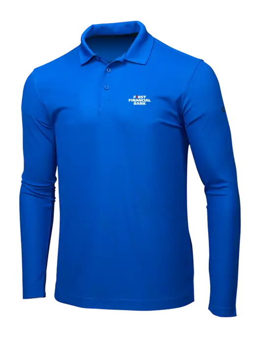 OGIO Royal Blue Caliber 2.0 Long Sleeve Polo w/First Financial Bank Logo