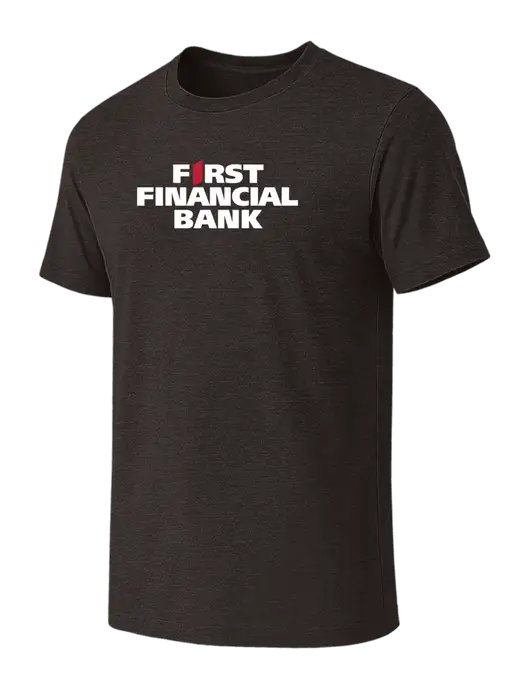BELLA+CANVAS Dark Grey Heather CVC Short Sleeve Tee w/First Financial Bank Logo