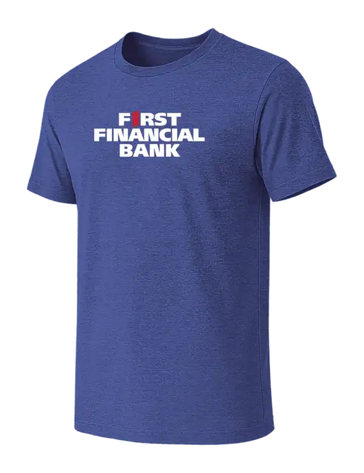 BELLA+CANVAS Heather Royal CVC Short Sleeve Tee w/First Financial Bank Logo