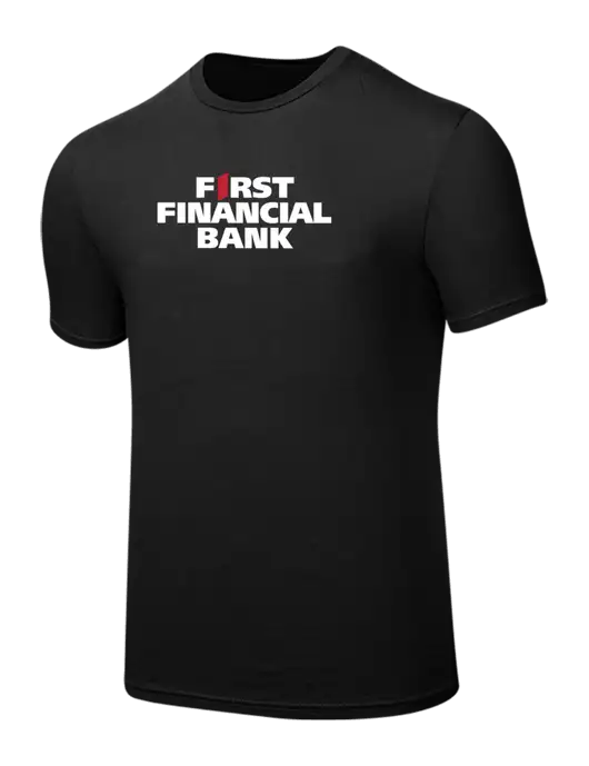 Seriously Soft Black T-Shirt w/First Financial Bank Logo